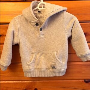 Gap Sherpa-Lined Hooded Pullover Sweatshirt - Taupe